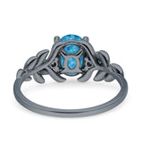 Leaf Style Oval Vintage Engagement Ring Simulated Cubic Zirconia 925 Sterling Silver