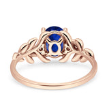 Leaf Style Oval Vintage Engagement Ring Simulated Cubic Zirconia 925 Sterling Silver