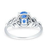 Leaf Oval Vintage Engagement Ring Cubic Zirconia 925 Sterling Silver