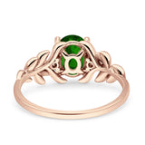 Leaf Style Oval Vintage Engagement Ring Simulated Cubic Zirconia 925 Sterling Silver