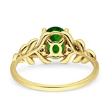 Leaf Style Oval Vintage Engagement Ring Simulated Cubic Zirconia 925 Sterling Silver