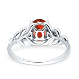 Leaf Style Oval Vintage Engagement Ring Simulated Cubic Zirconia 925 Sterling Silver