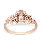 Leaf Style Oval Vintage Engagement Ring Simulated Cubic Zirconia 925 Sterling Silver