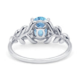 Leaf Style Oval Natural Aquamarine Vintage Engagement Ring