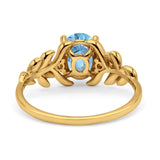 Leaf Style Oval Natural Aquamarine Vintage Engagement Ring