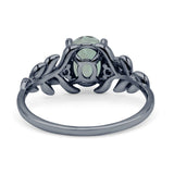 Leaf Style Oval Natural Green Amethyst Vintage Engagement Ring