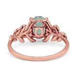Leaf Style Oval Natural Green Amethyst Vintage Engagement Ring