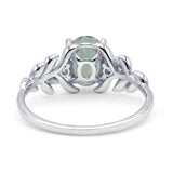 Leaf Style Oval Natural Green Amethyst Vintage Engagement Ring