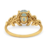 Leaf Style Oval Natural Green Amethyst Vintage Engagement Ring