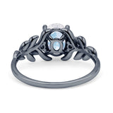 Leaf Style Oval Natural Moonstone Vintage Engagement Ring