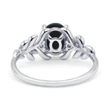 Leaf Style Oval Natural Black Onyx Vintage Engagement Ring