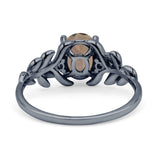 Leaf Style Oval Natural Smoky Quartz Vintage Engagement Ring