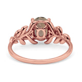Leaf Style Oval Natural Smoky Quartz Vintage Engagement Ring