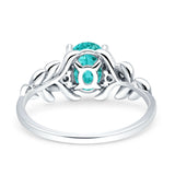 Leaf Style Oval Vintage Engagement Ring Simulated Cubic Zirconia 925 Sterling Silver