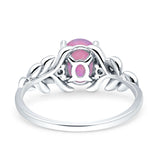 Leaf Style Oval Vintage Engagement Ring Simulated Cubic Zirconia 925 Sterling Silver