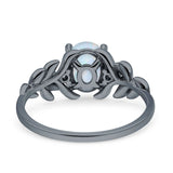 Leaf Oval Vintage Engagement Ring black Tone