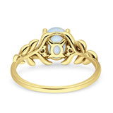Leaf Oval Vintage Engagement Ring Yellow Tone