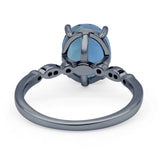 Solitaire Accent Oval Lab Alexandrite Art Deco Engagement Ring