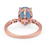 Solitaire Accent Oval Lab Alexandrite Art Deco Engagement Ring