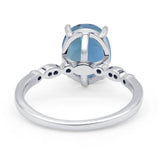 Solitaire Accent Oval Lab Alexandrite Art Deco Engagement Ring