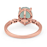 Solitaire Accent Oval Natural Green Amethyst Art Deco Engagement Ring