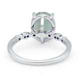 Solitaire Accent Oval Natural Green Amethyst Art Deco Engagement Ring