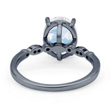 Solitaire Accent Oval Natural Moonstone Art Deco Engagement Ring