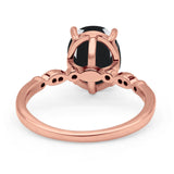 Solitaire Accent Oval Natural Black Onyx Art Deco Engagement Ring