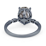 Solitaire Accent Oval Natural Rutilated Quartz Art Deco Engagement Ring