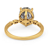 Solitaire Accent Oval Natural Rutilated Quartz Art Deco Engagement Ring