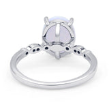 Solitaire Accent Oval Engagement Ring Cubic Zirconia 925 Sterling Silver