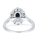 Floral Oval Vintage Engagement Ring Cubic Zirconia 925 Sterling Silver