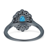 Floral Oval Vintage Engagement Ring Cubic Zirconia 925 Sterling Silver