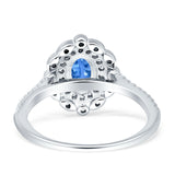 Floral Oval Vintage Engagement Ring Cubic Zirconia 925 Sterling Silver
