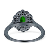 Floral Oval Vintage Engagement Ring Cubic Zirconia 925 Sterling Silver