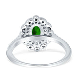 Floral Oval Vintage Engagement Ring Cubic Zirconia 925 Sterling Silver