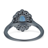 Vintage Style Oval Lab Alexandrite Halo Engagement Ring