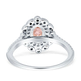 Floral Oval Vintage Engagement Ring Cubic Zirconia 925 Sterling Silver