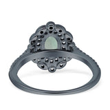 Vintage Style Oval Natural Green Amethyst Prasiolite Halo Engagement Ring