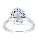 Vintage Style Oval Natural Moonstone Halo Engagement Ring