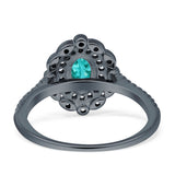 Floral Oval Vintage Engagement Ring Cubic Zirconia 925 Sterling Silver