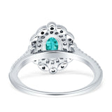 Floral Oval Vintage Engagement Ring Cubic Zirconia 925 Sterling Silver