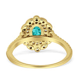Floral Oval Vintage Engagement Ring Cubic Zirconia 925 Sterling Silver