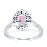Floral Oval Vintage Engagement Ring Cubic Zirconia 925 Sterling Silver