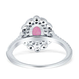 Floral Oval Vintage Engagement Ring Cubic Zirconia 925 Sterling Silver