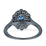 Floral Oval Vintage Engagement Ring Cubic Zirconia 925 Sterling Silver