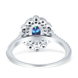 Floral Oval Vintage Engagement Ring Cubic Zirconia 925 Sterling Silver