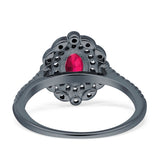 Floral Oval Vintage Engagement Ring Cubic Zirconia 925 Sterling Silver
