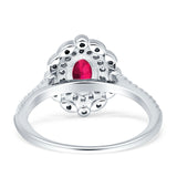 Floral Oval Vintage Engagement Ring Cubic Zirconia 925 Sterling Silver