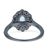 Floral Oval Vintage Engagement Ring Cubic Zirconia 925 Sterling Silver